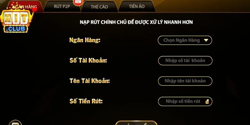 Hướng dẫn rút tiền thưởng về túi trong 3 phút ở Hitclub